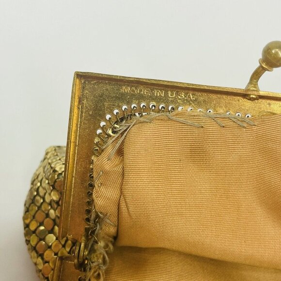 Vintage Whiting & Davis #2684 gold tone metal mesh coin purse kiss clasp (X3) - Picture 10 of 12